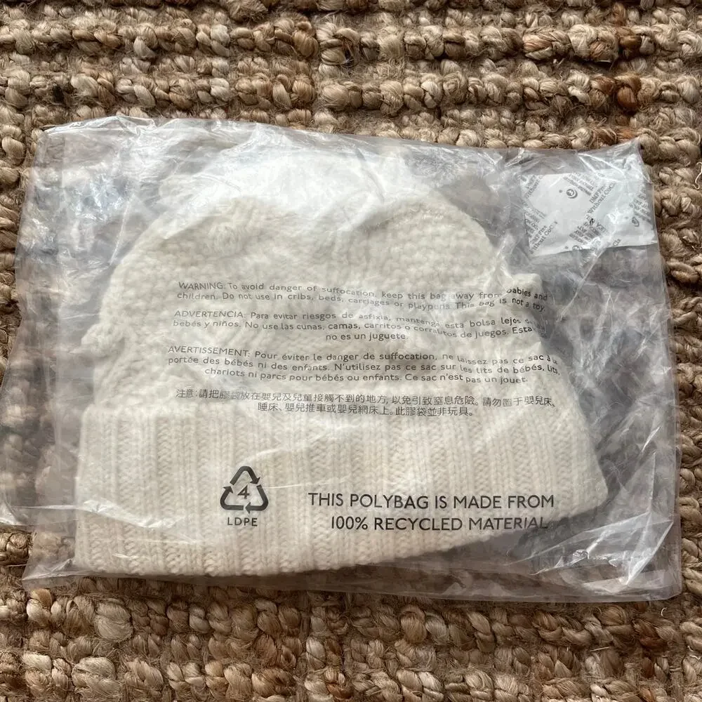 Madewell Bobble Stitch Beanie Antique Cream 100% Wool Cable Knit NWT
